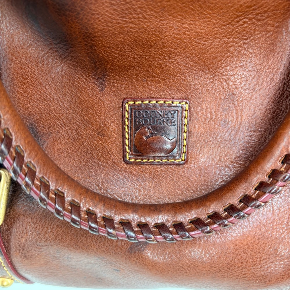 Dooney & Bourke Large Florentine Leather Satchel Chestnut Tassel Strap - Picture 2 of 16